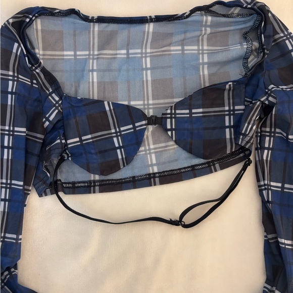 Plaid Sheer Micro-Top - Picture 2 of 3